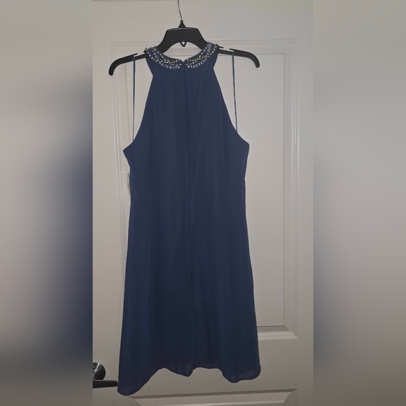 S.L. Fashions Womens Short Beaded Halter Neck Cocktail Gown, Wedding Guest, Part - Picture 3 of 8